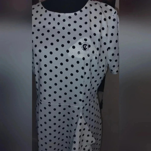 Women's White And Black Polka Dot Dress Size Xl. New Tags - Picture 3 of 12